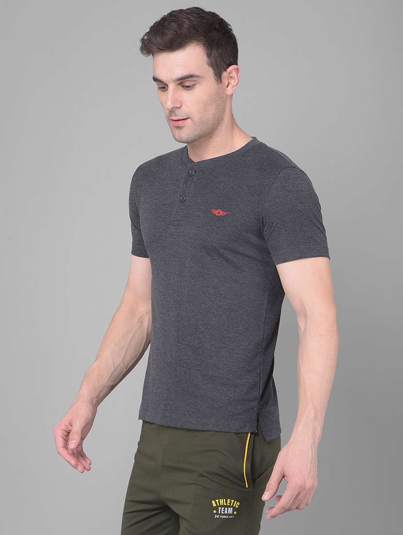 men pack of 3 solid henley neck short sleeves t-shirt - 21576172 -  Standard Image - 1