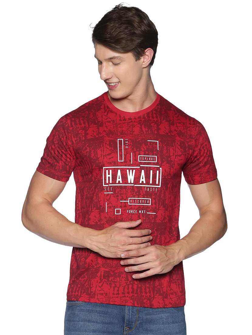 men round neck typographic short sleeves t-shirt