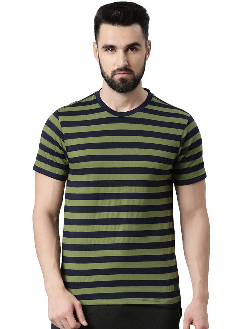 men round neck striped short sleeves t-shirt