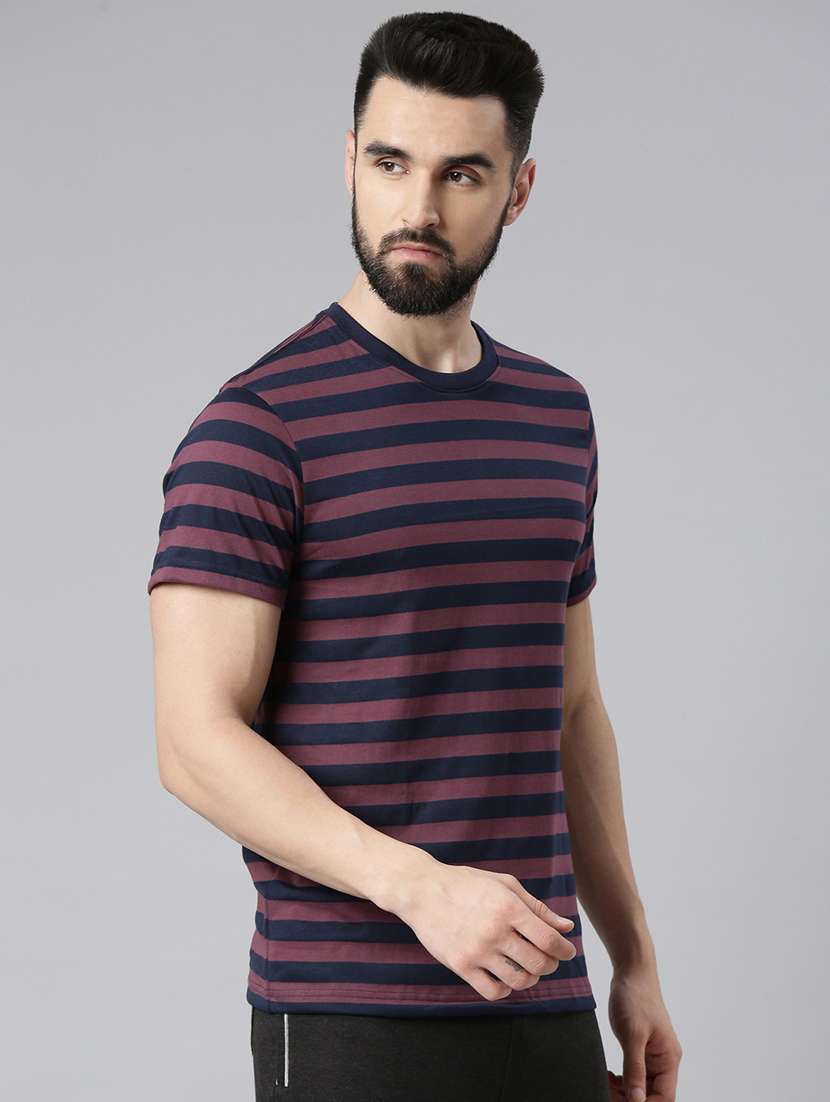 men round neck striped short sleeves t-shirt - 21576190 -  Standard Image - 1
