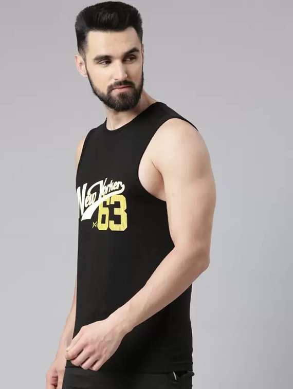 men black printed sleeveless vest - 21576200 -  Standard Image - 1