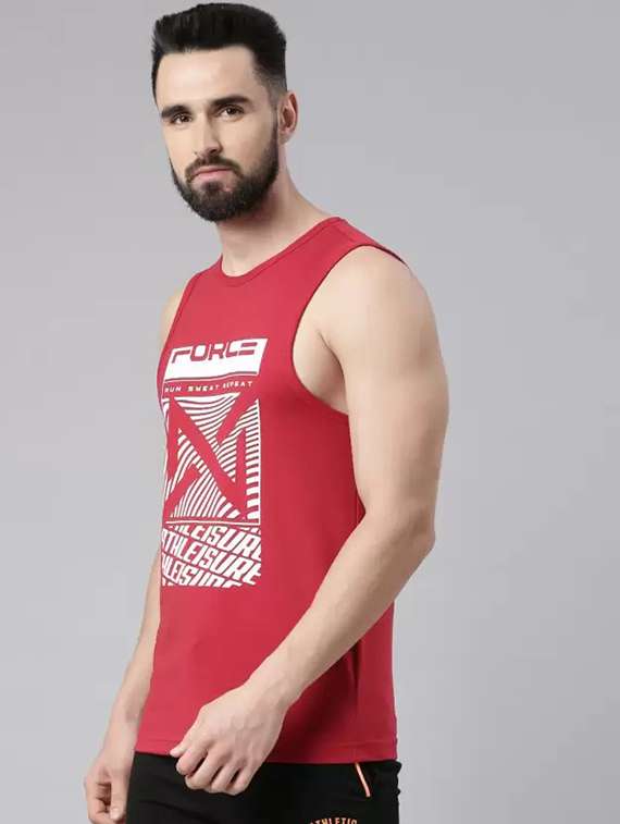 men printed round neck vests - 21576201 -  Standard Image - 1
