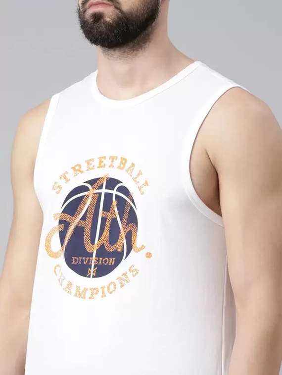 men pack of 2 printed round neck vests - 21576209 -  Standard Image - 4