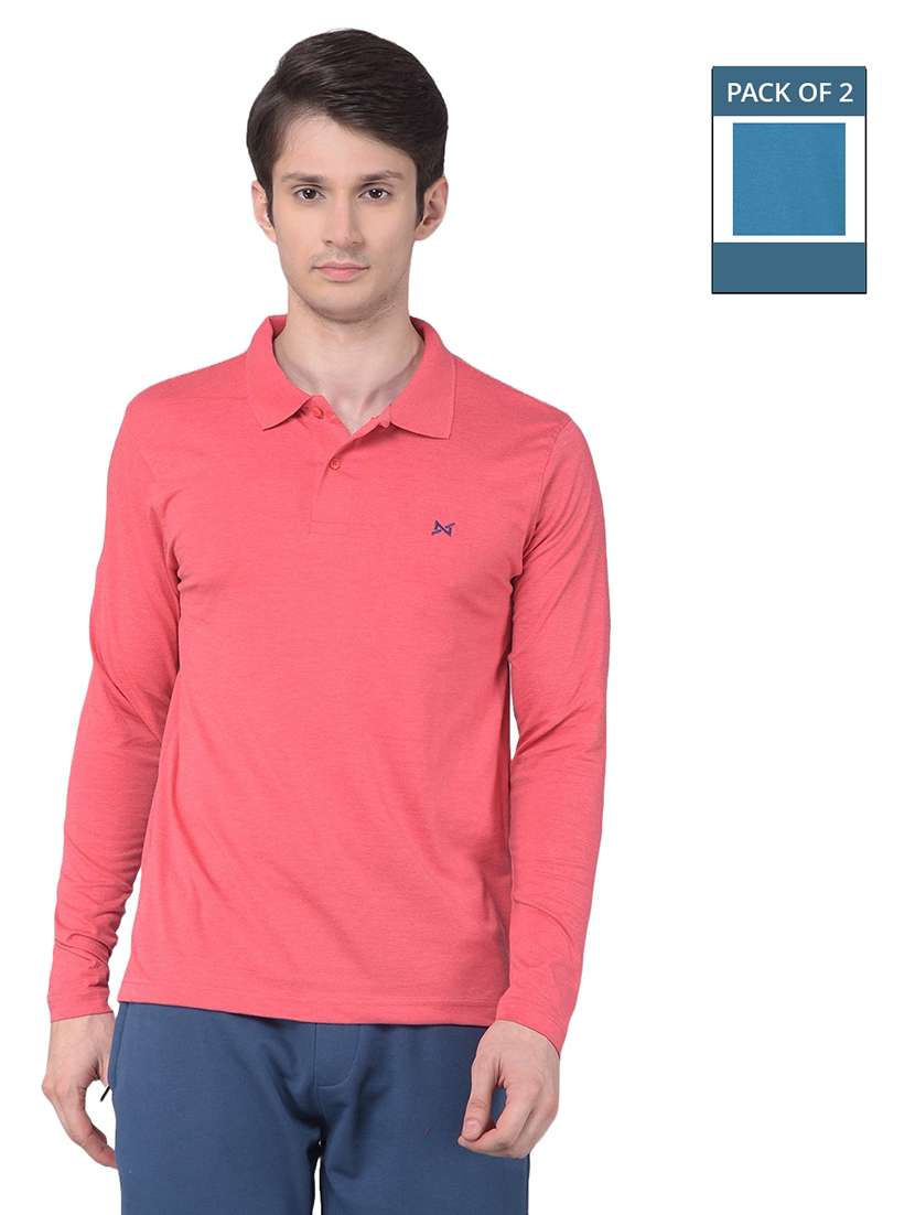 men solid pack of 2 long sleeve t-shirts