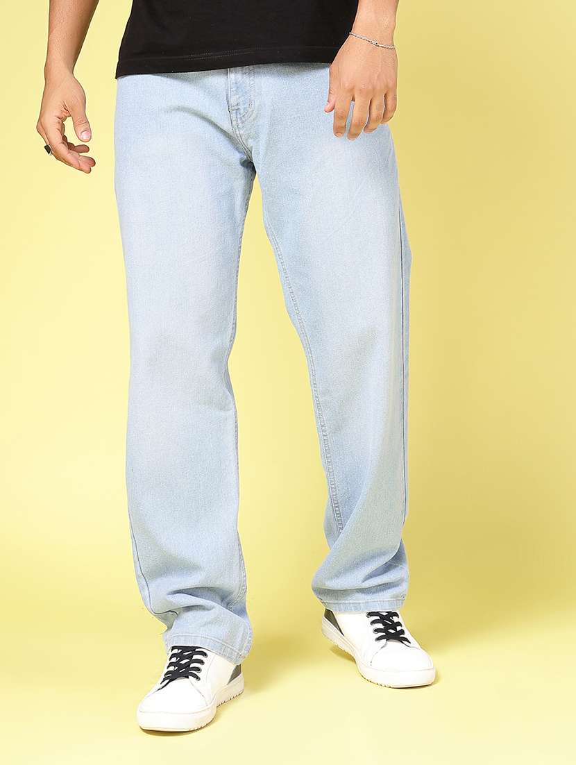 men plain relaxed fit denim jeans - 21577198 - Standard Image - 1
