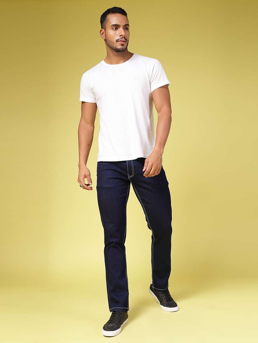 men plain slim fit denim jeans - 21577202 -  Standard Image - 4