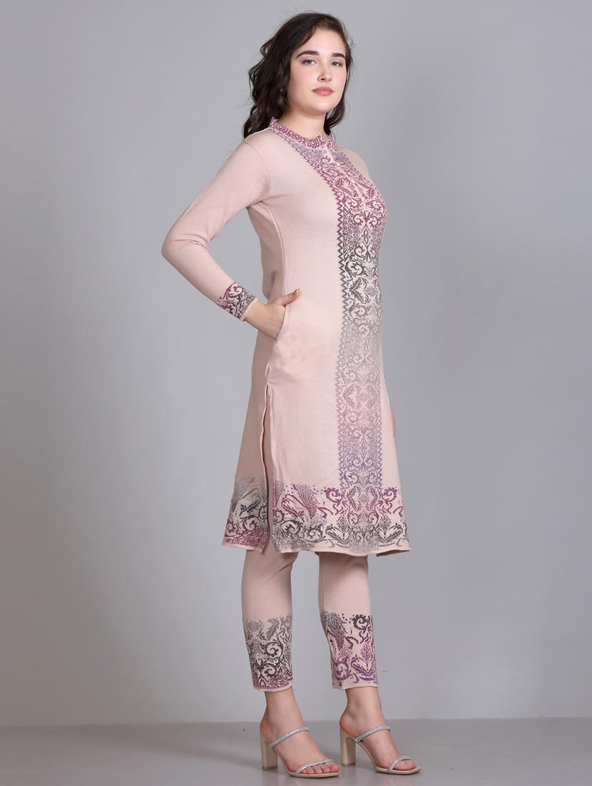 women self design long sleeve wool suit set - 21577257 - Standard Image - 4