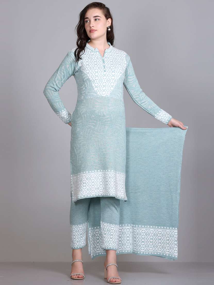 women self design long sleeve wool suit set - 21577261 - Zoom Image - 0