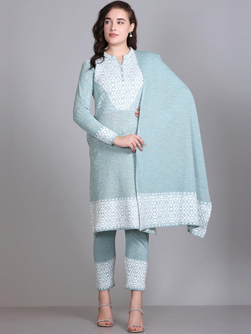 women self design long sleeve wool suit set - 21577261 - Standard Image - 1