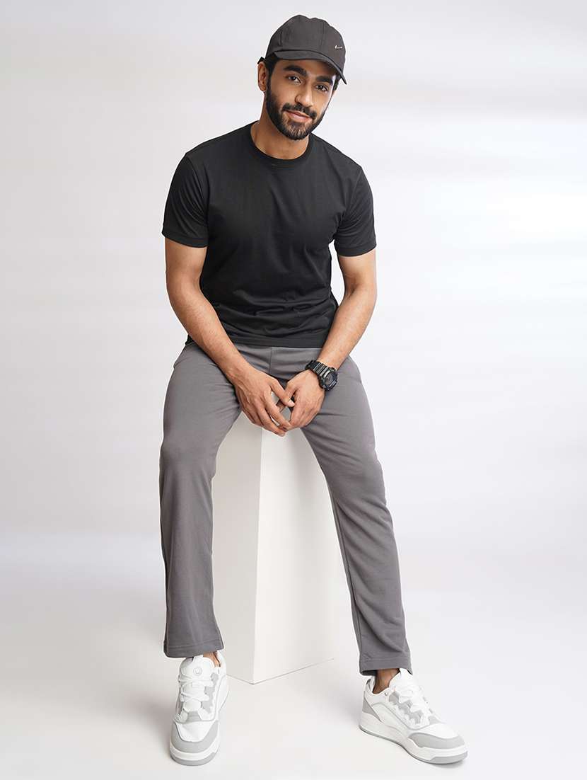 men solid regular fit track pant - 21577269 -  Standard Image - 4