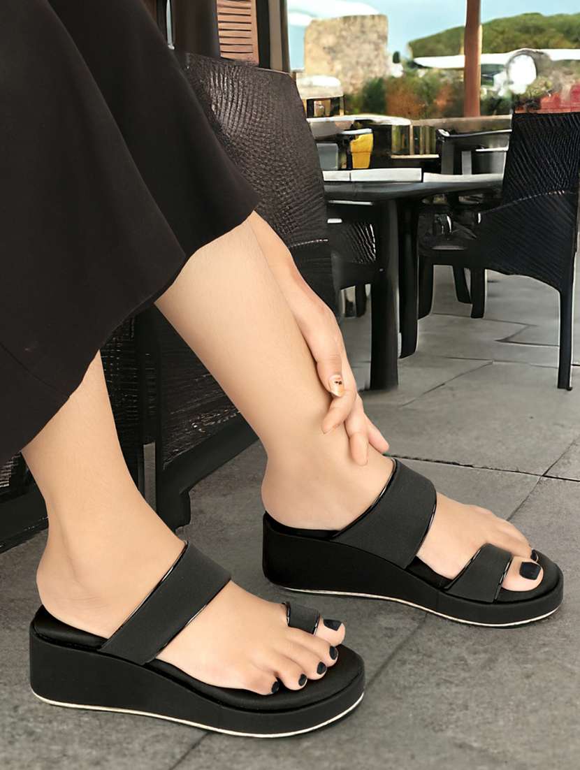 women black one toe wedge - 21577293 -  Zoom Image - 0