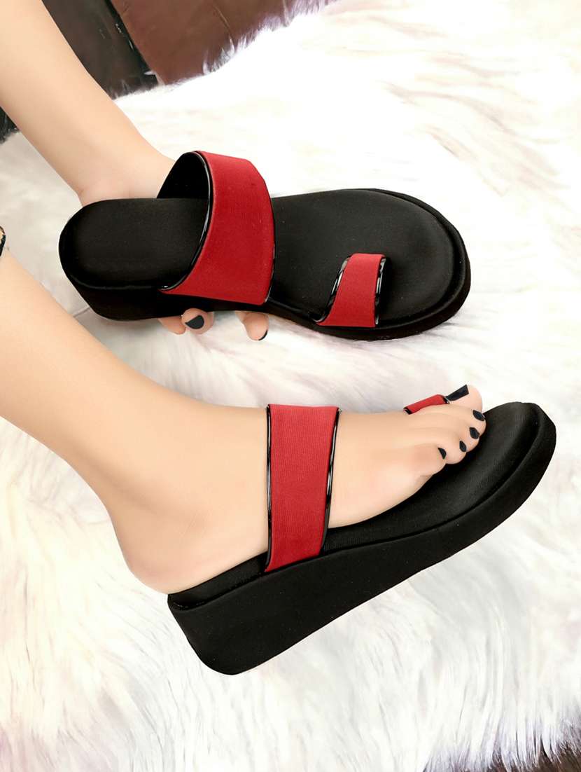 women maroon one toe wedge - 21577296 - Zoom Image - 0
