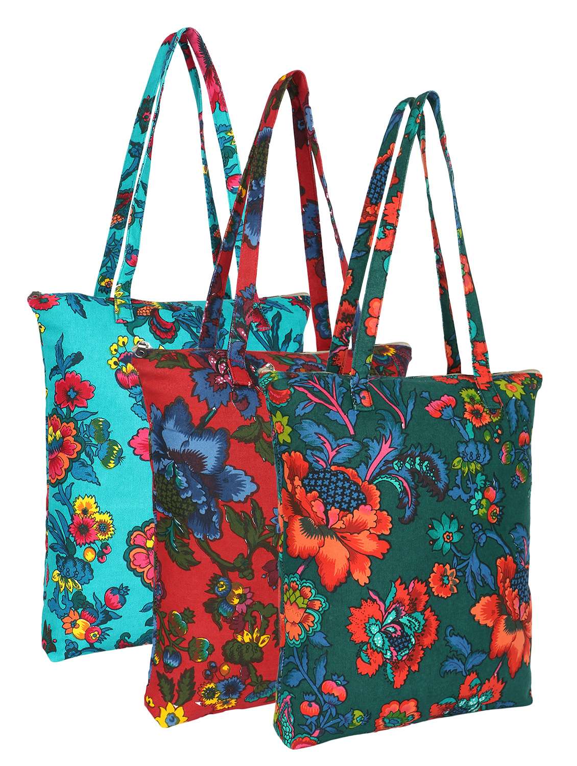 multi colored floral printed totes bag combo