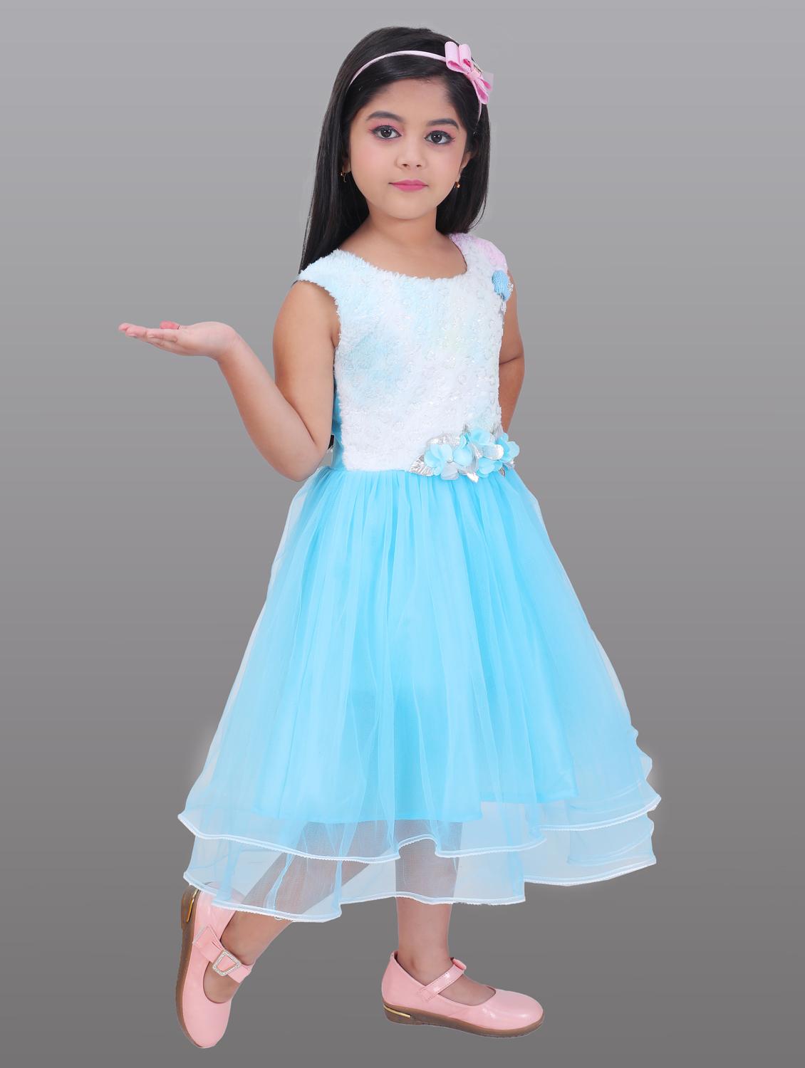 girls self design sleeveless frock - 21577372 -  Standard Image - 1
