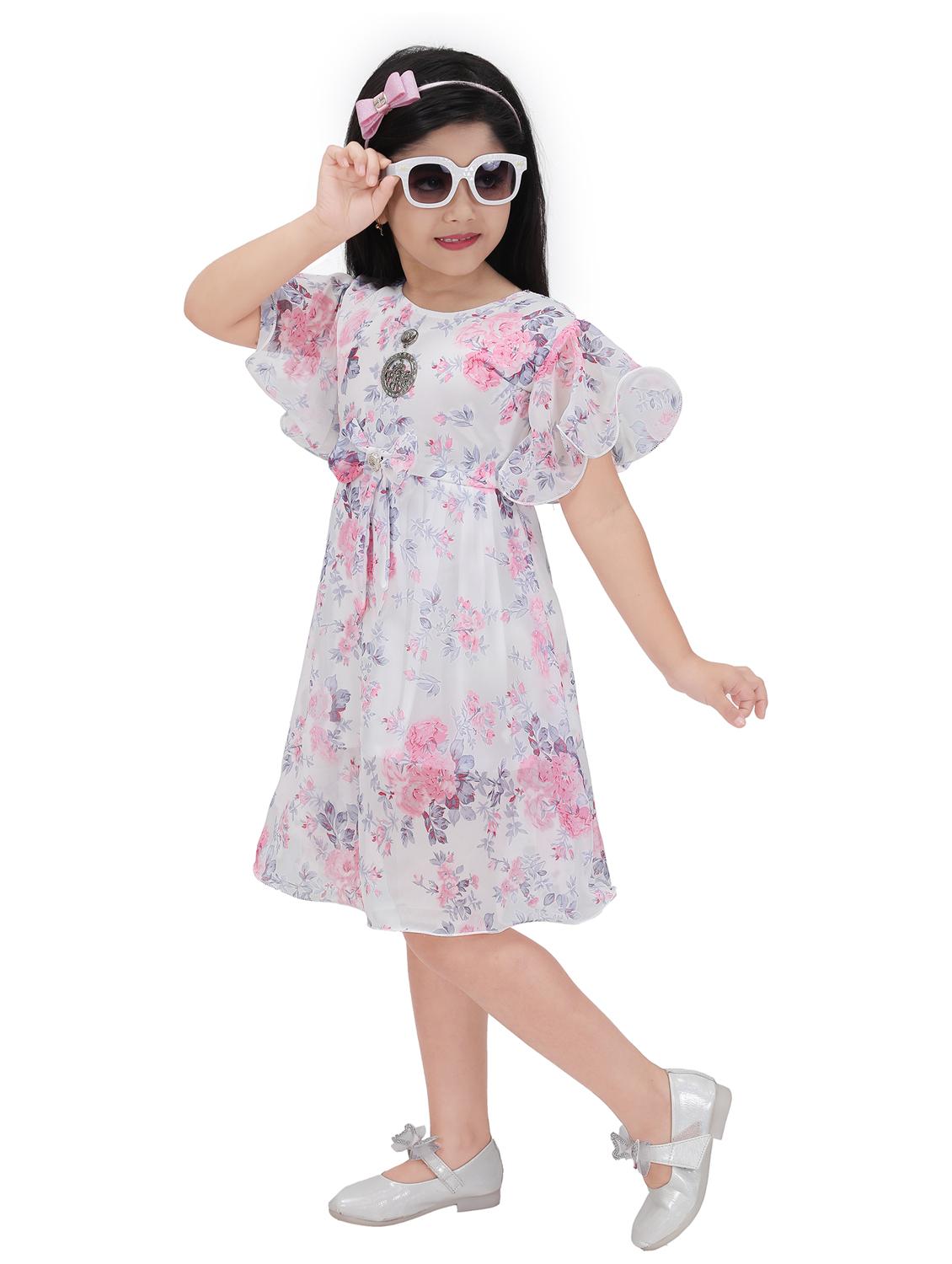 girls floral printed round neck a-line dress - 21577428 -  Standard Image - 1