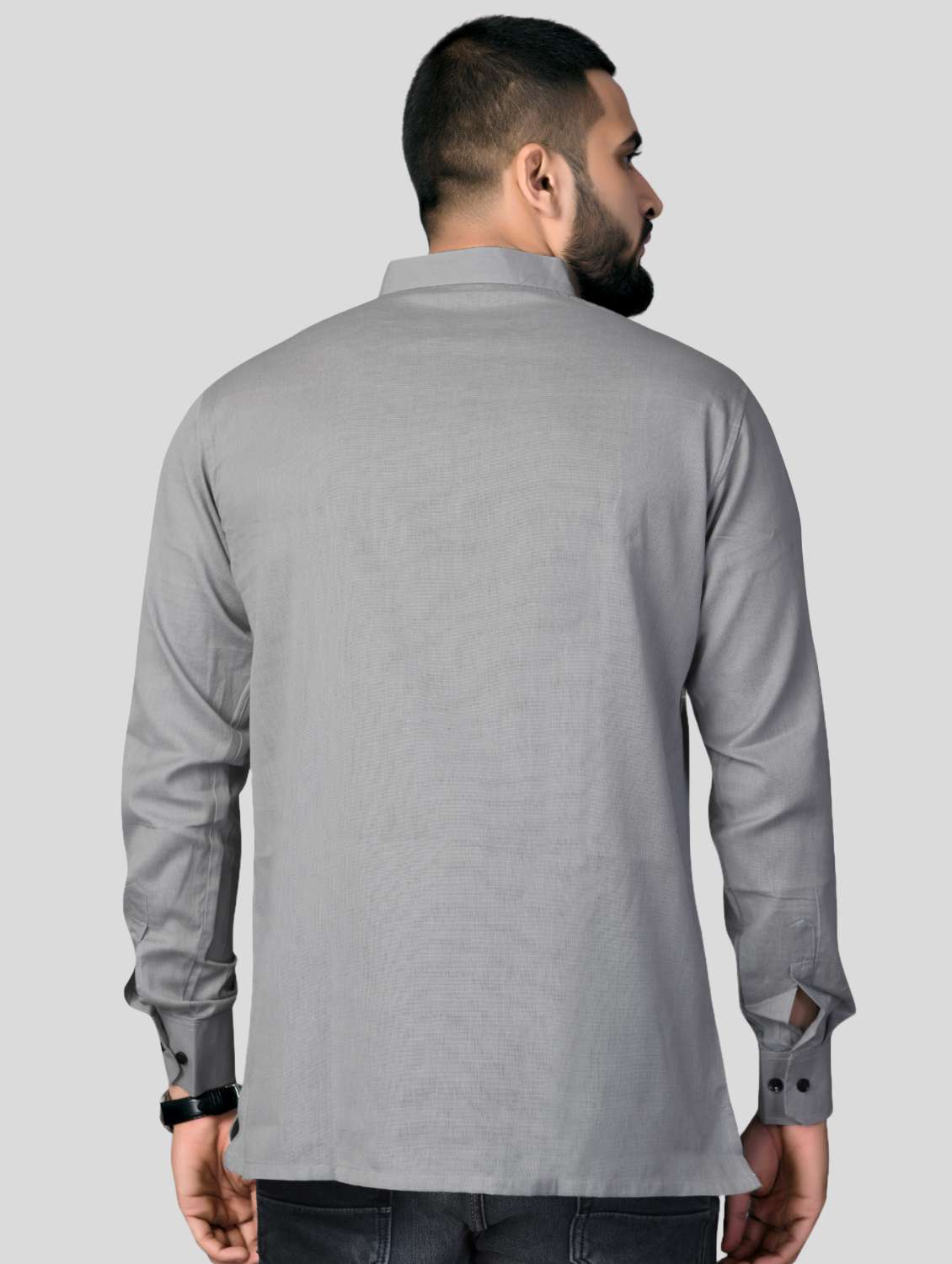 men mandarin neck solid short kurta - 21577637 -  Standard Image - 1