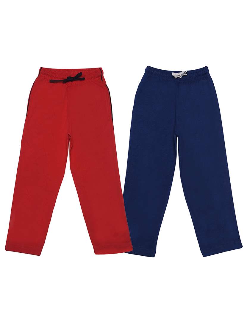 boys pack of 2 solid mid rise drawstring track pant