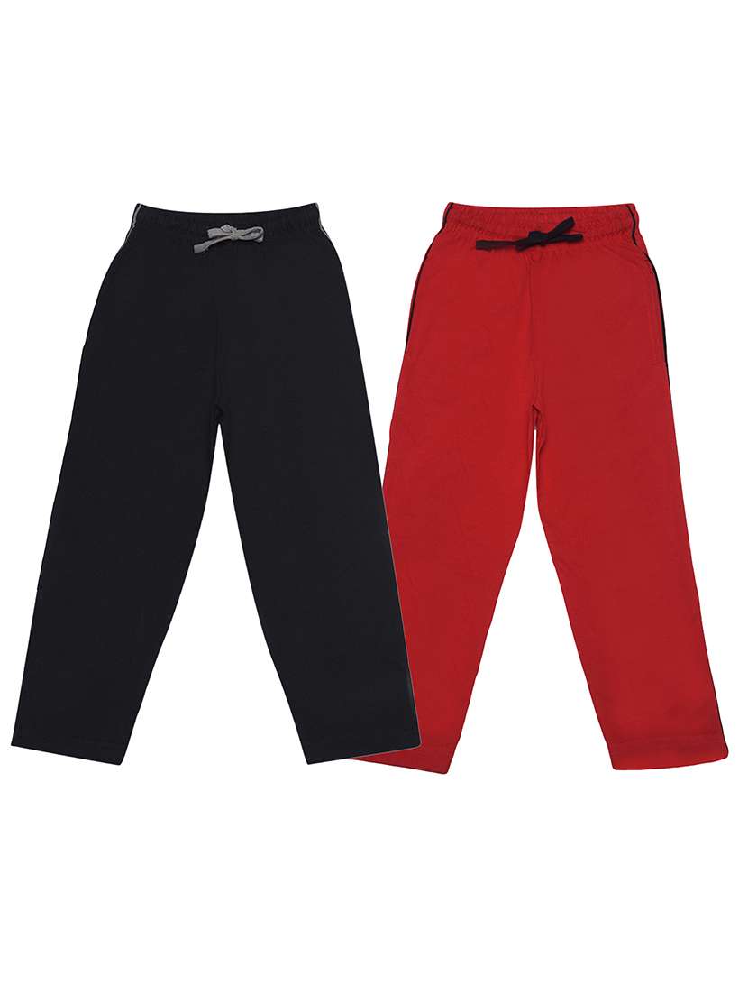 boys pack of 2 solid mid rise drawstring track pant