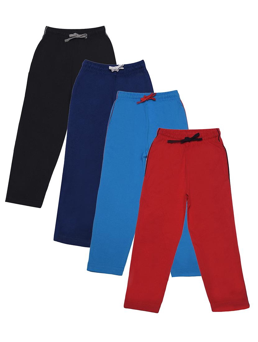 boys pack of 4 solid mid rise drawstring track pant