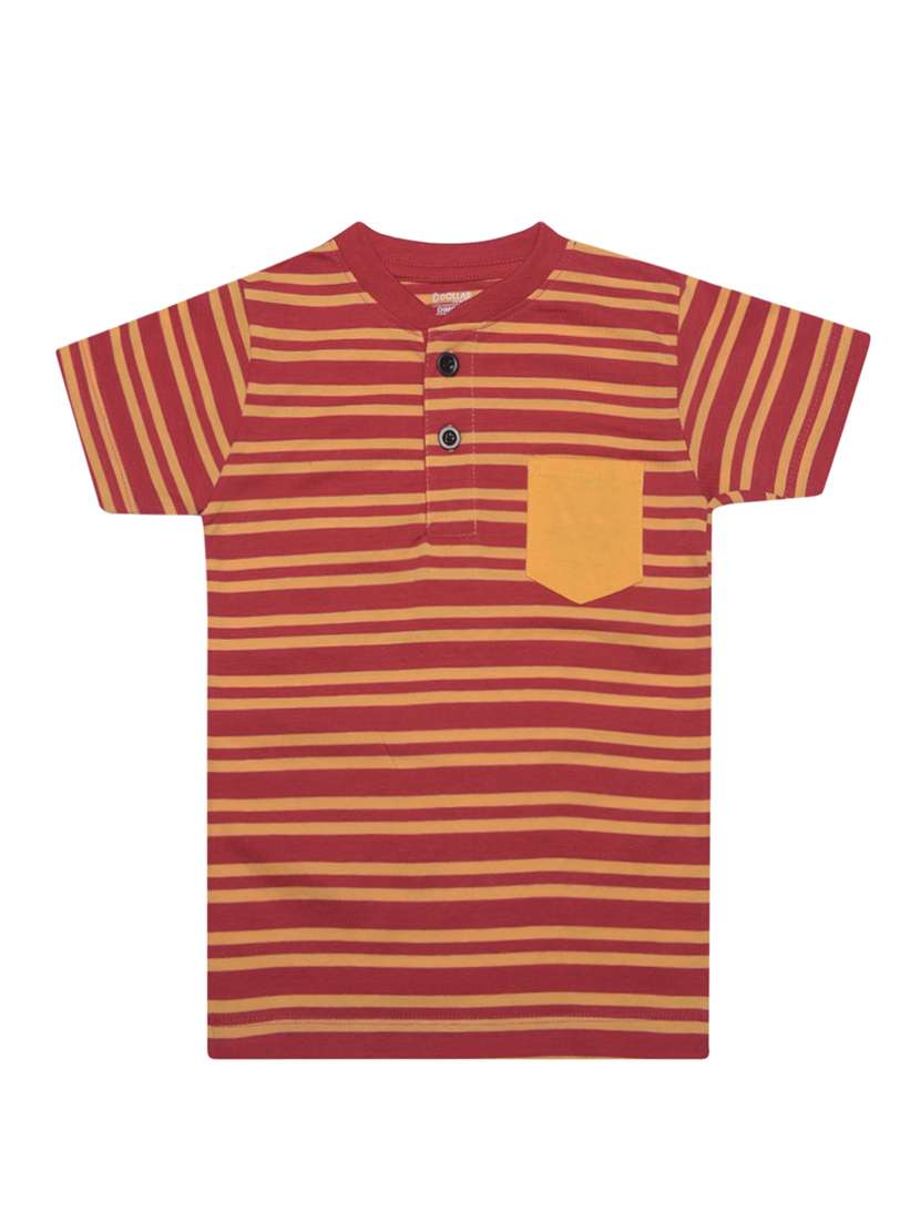 boys striped henley neck t-shirt with single pocket - 21577791 -  Standard Image - 1