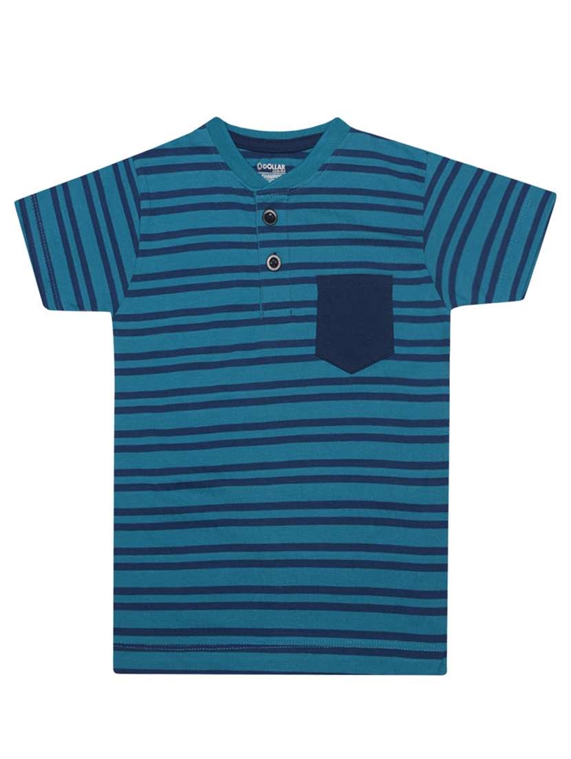 boys striped henley neck t-shirt with single pocket - 21577794 -  Standard Image - 1