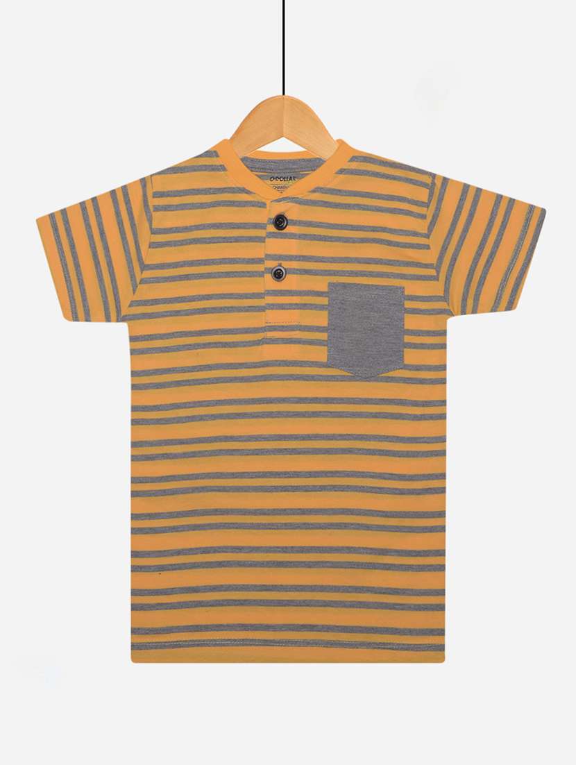boys pack of 2 striped henley neck t-shirt with single pocket - 21577800 -  Standard Image - 1