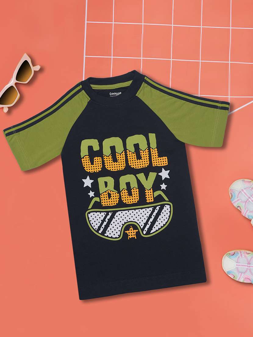 boys color block typographic short sleeves t-shirt