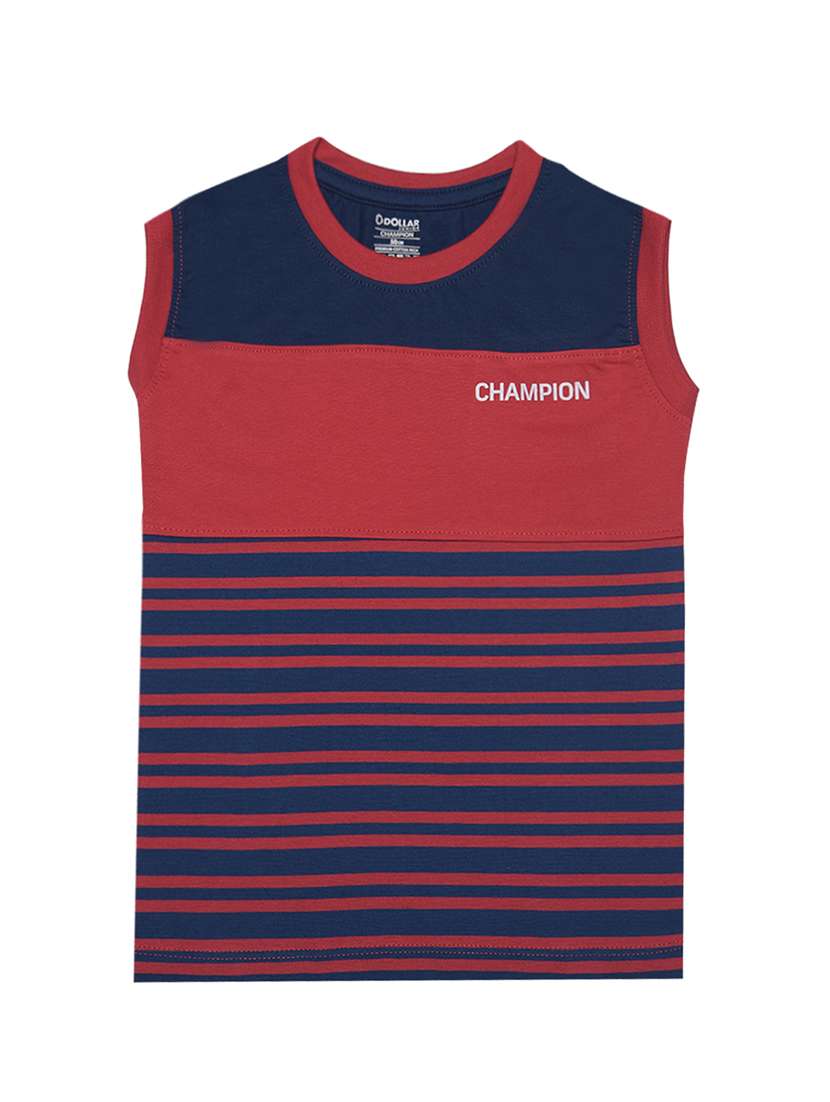 boys round neck striped sleeveless t-shirt - 21577872 -  Standard Image - 1