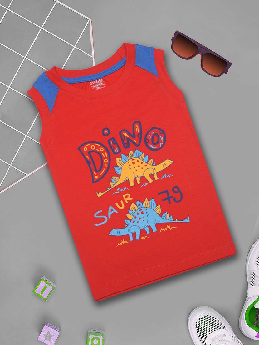 boys printed round neck sleeveless t-shirt