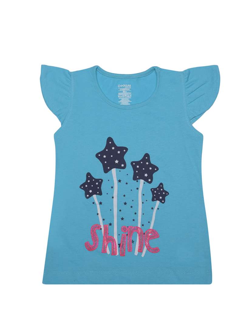 girls front print round neck t-shirt - 21577965 -  Standard Image - 1