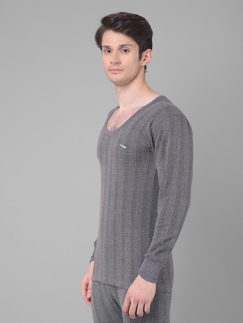 men solid scoop neck full sleeve thermal top - 21578044 - Standard Image - 1