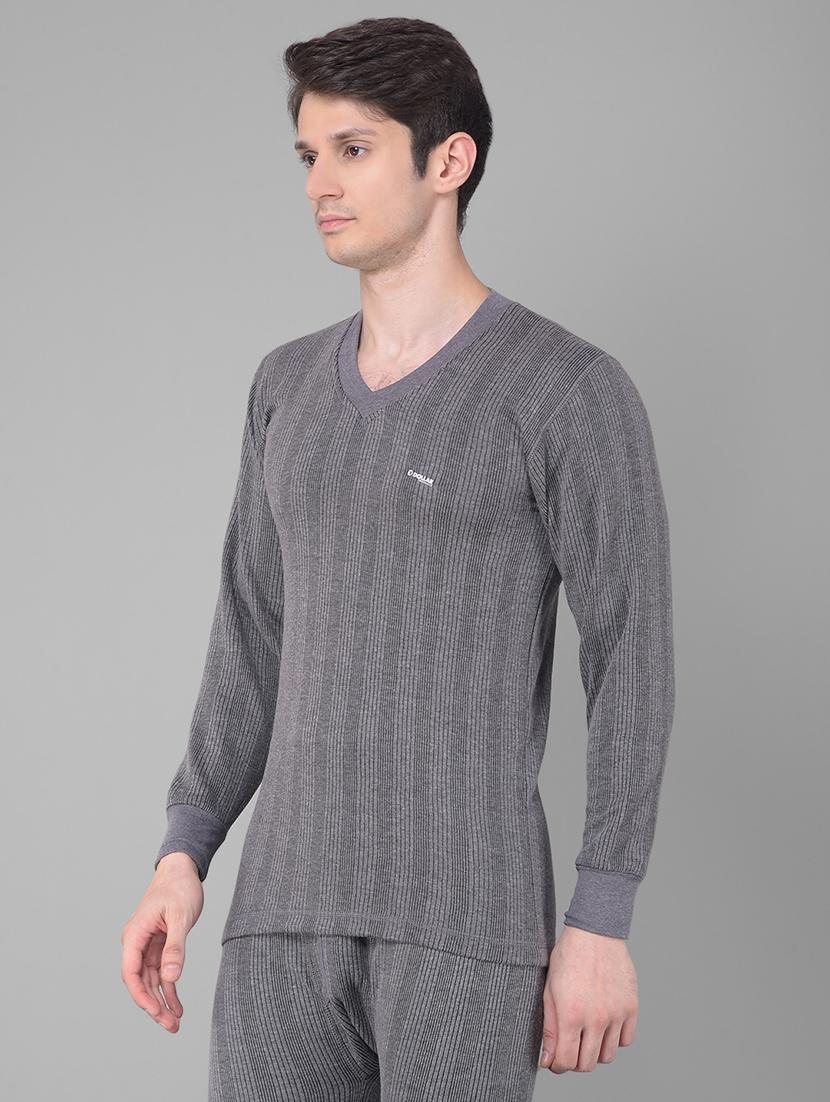 men solid v neck full sleeve thermal top - 21578053 - Standard Image - 1