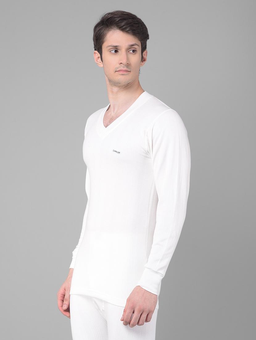 men solid v neck full sleeve thermal top - 21578054 - Standard Image - 1