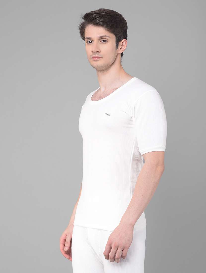 men pack of 2 solid scoop neck half sleeve thermal top - 21578066 -  Standard Image - 1