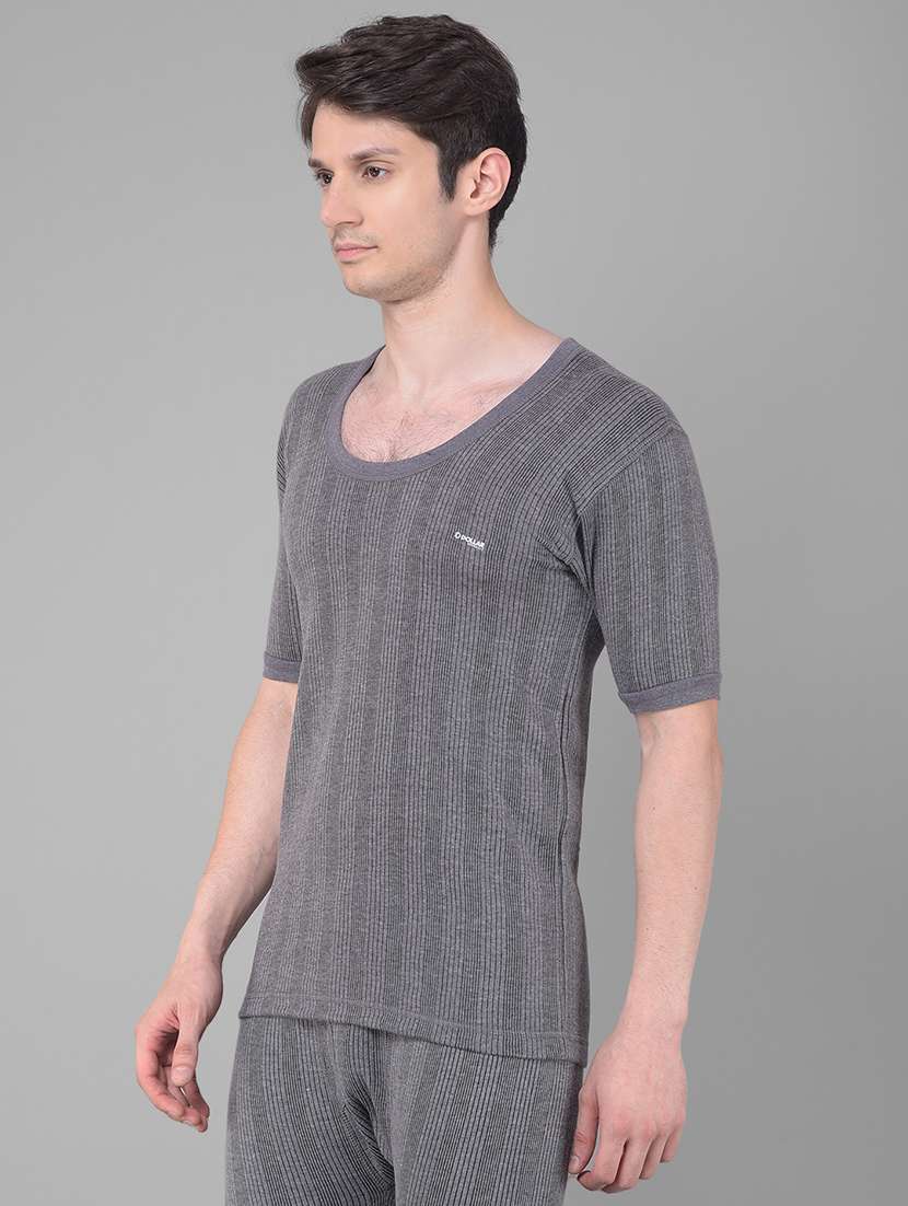 men pack of 2 solid scoop neck half sleeve thermal top - 21578067 -  Standard Image - 1
