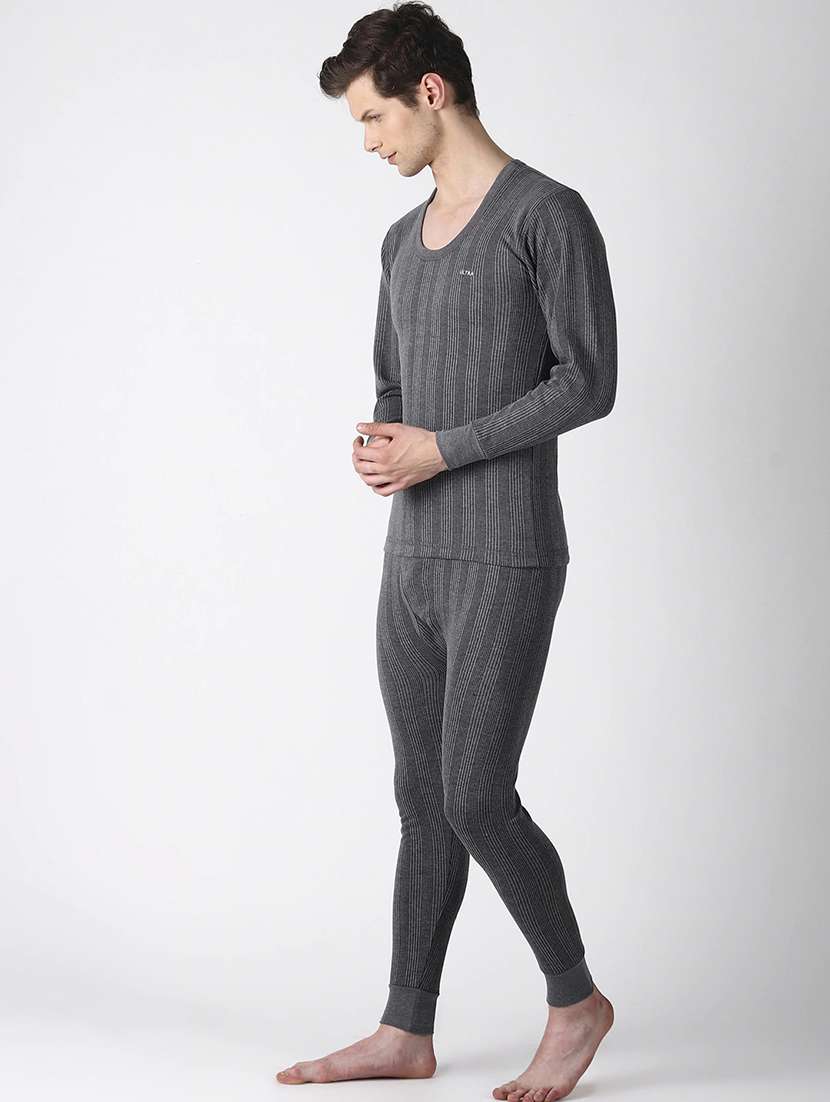 men solid full sleeve thermal set - 21578080 -  Standard Image - 1