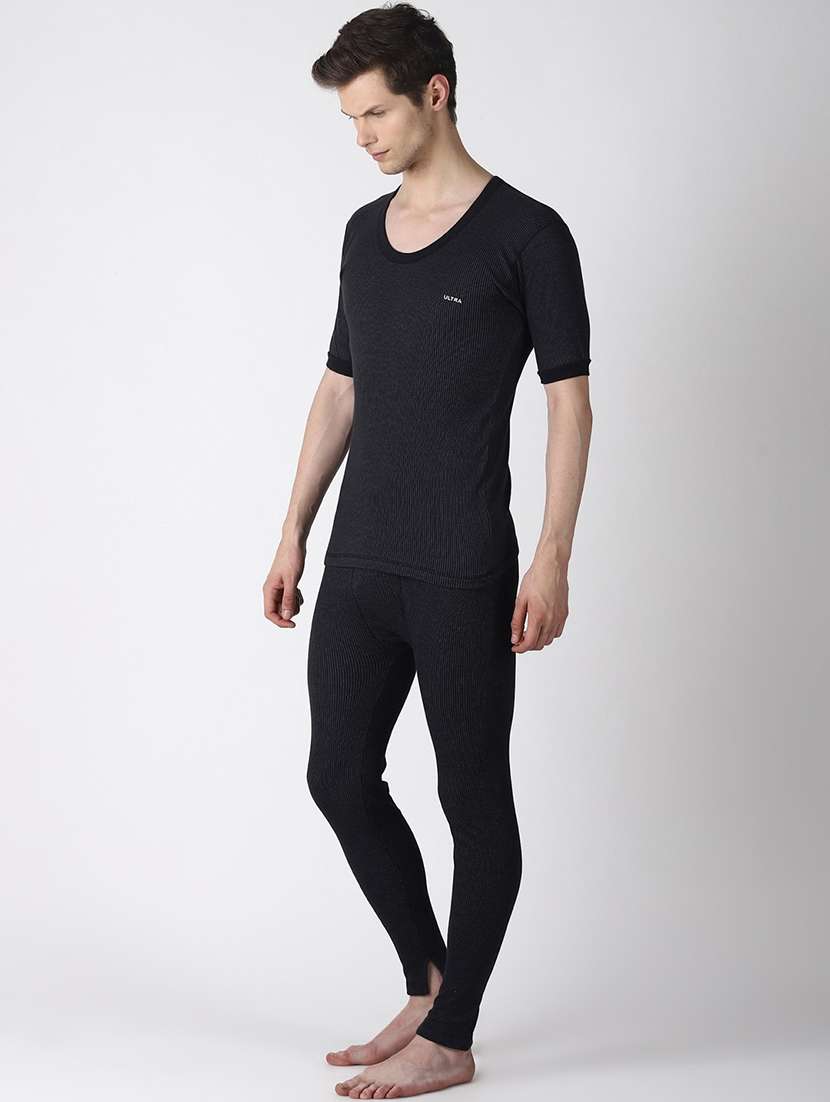 men solid short sleeve thermal set - 21578085 -  Standard Image - 1