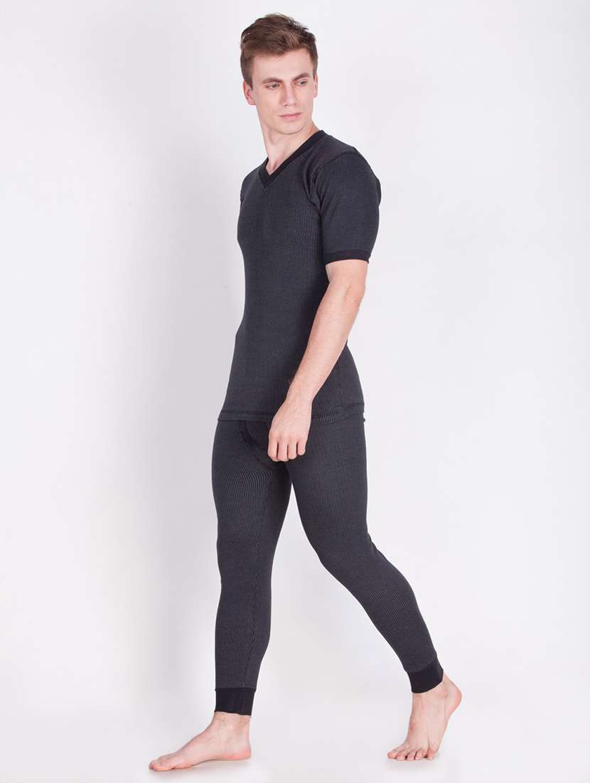 men solid short sleeve thermal set - 21578088 -  Standard Image - 1