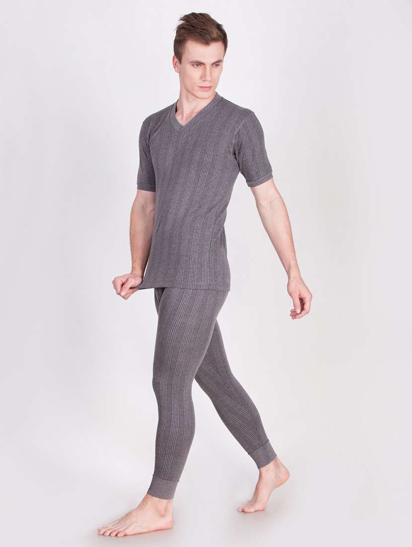 men solid short sleeve thermal set - 21578089 -  Standard Image - 1