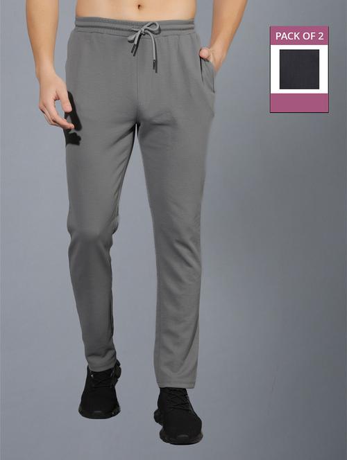 men pack of 2 regular fit solid full length track pants - 21578196 -  Standard Image - 0