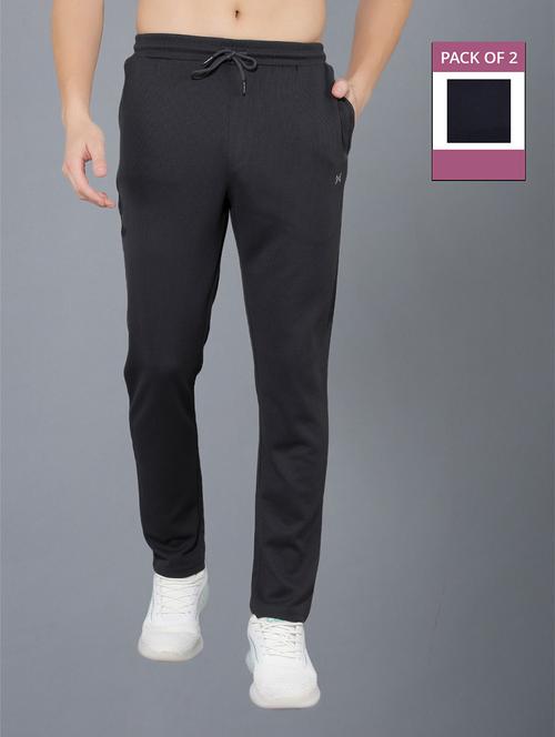 men pack of 2 regular fit solid full length track pants - 21578197 -  Standard Image - 0