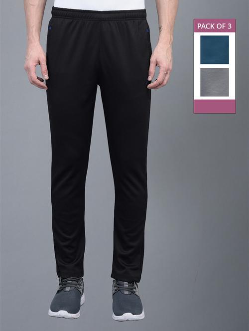 men pack of 3 regular fit solid full length track pants - 21578211 -  Standard Image - 0