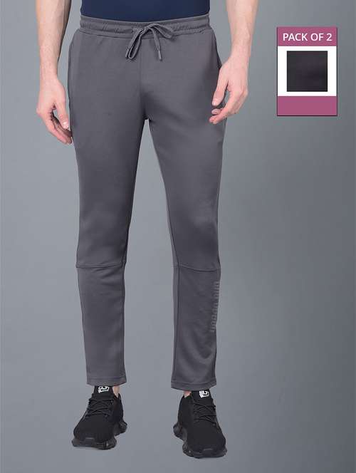 men pack of 2 regular fit solid full length track pants - 21578229 -  Standard Image - 0