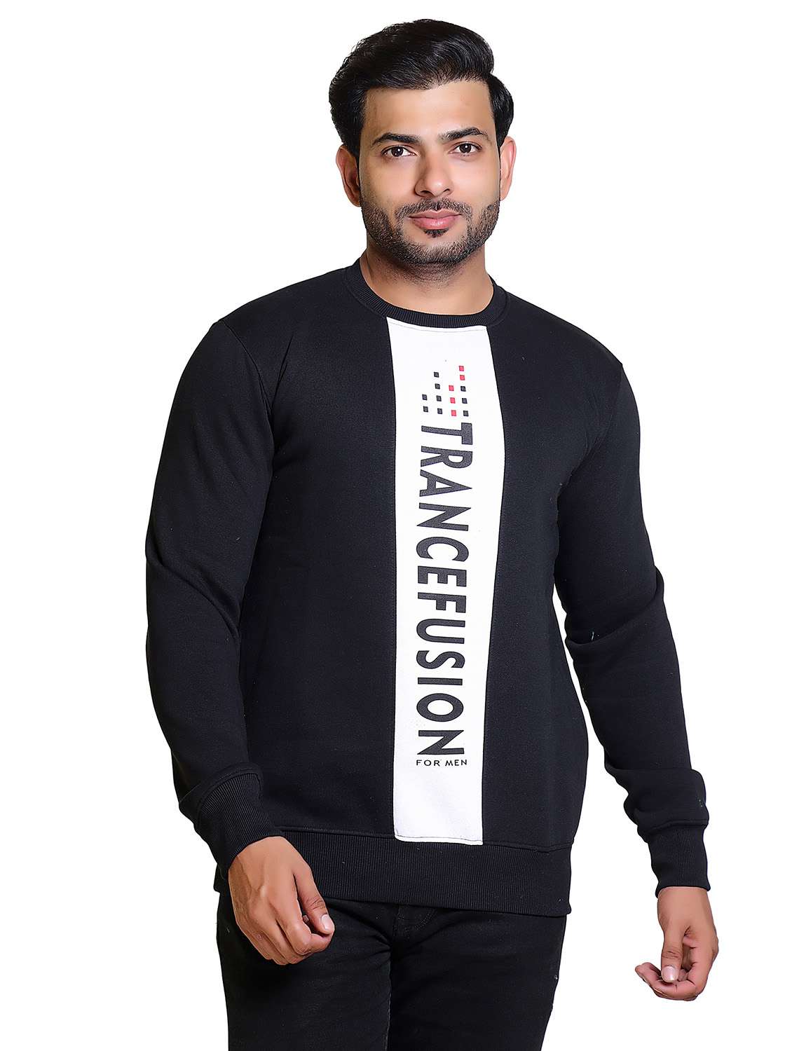 men color block round neck long sleeve sweatshirt