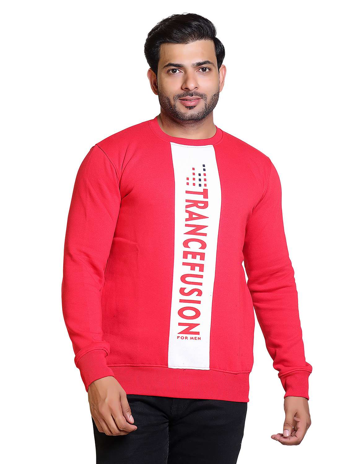 men color block round neck long sleeve sweatshirt