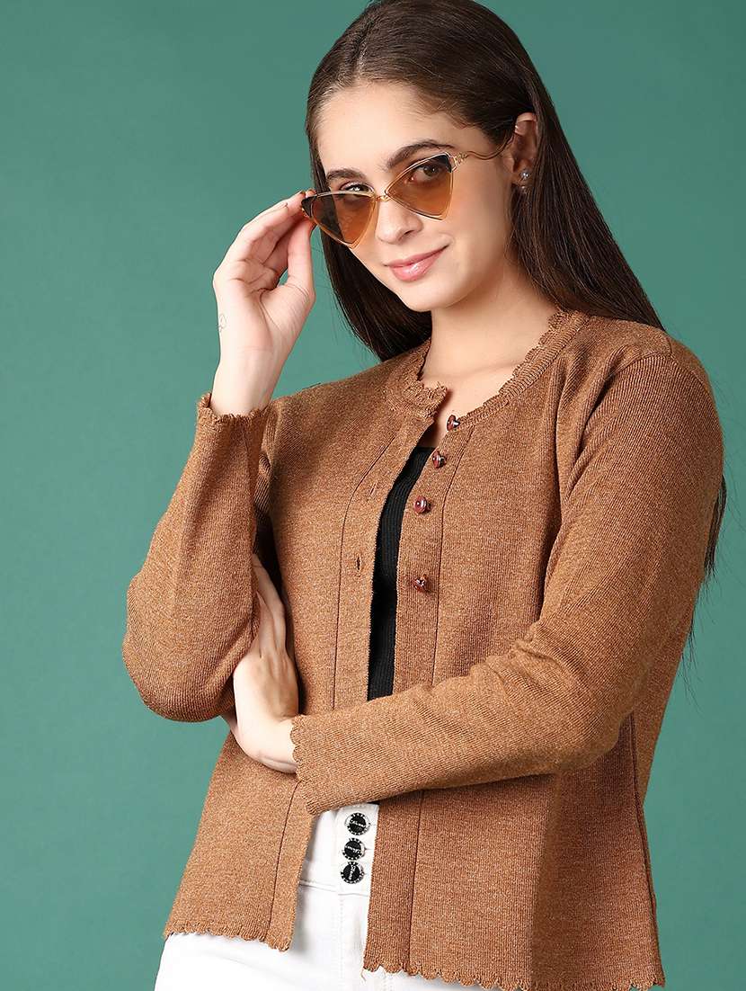 women solid long sleeve cardigan - 21578464 -  Standard Image - 1