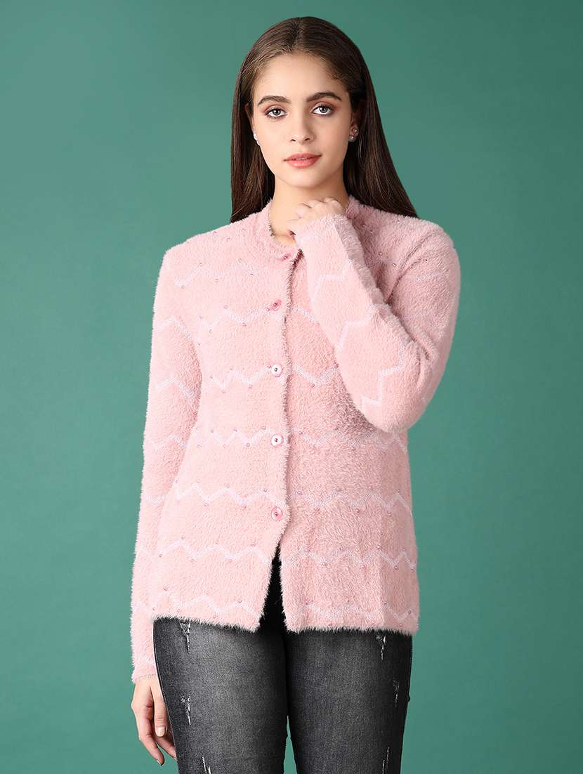 women self design long sleeve cardigan