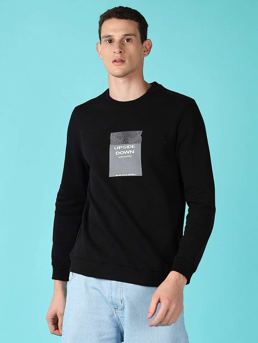 men long sleeves front print sweatshirt