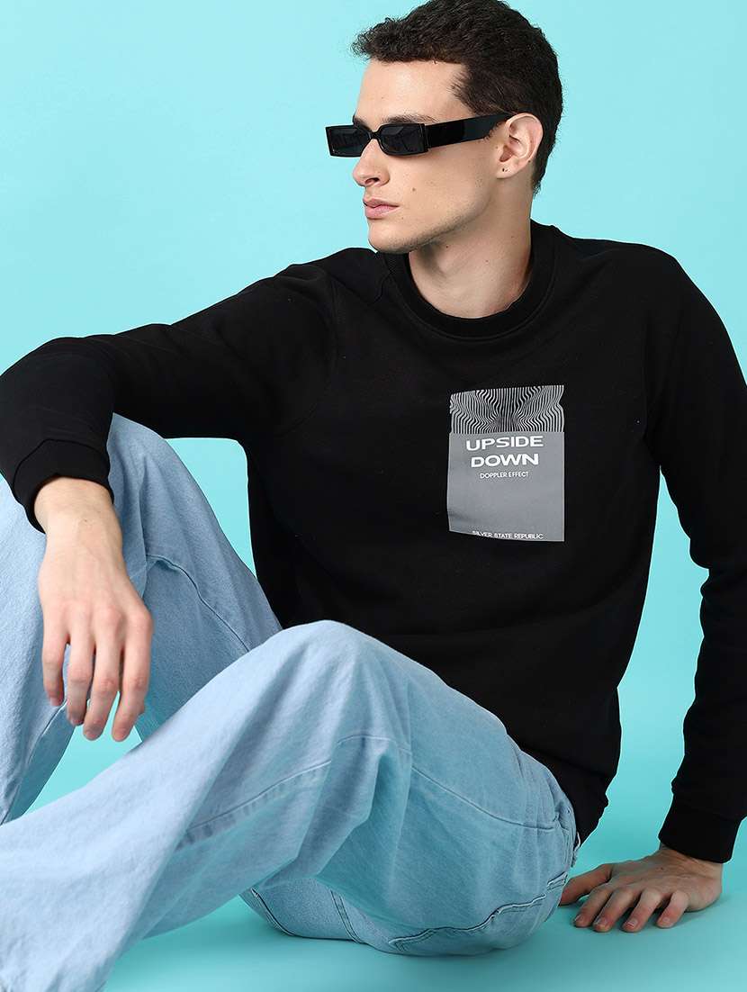 men long sleeves front print sweatshirt - 21578466 -  Standard Image - 1