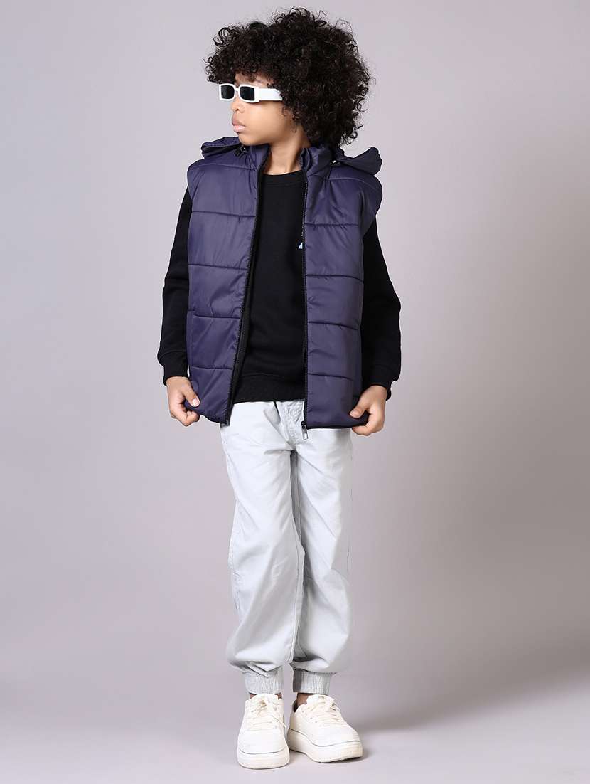 boys solid sleeveless hooded bomber jacket - 21578471 -  Standard Image - 4
